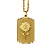 14K Gold Aster Flower Tag Necklace