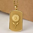 14K Gold Aster Flower Tag Necklace