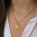 14K Gold Aster Flower Tag Necklace