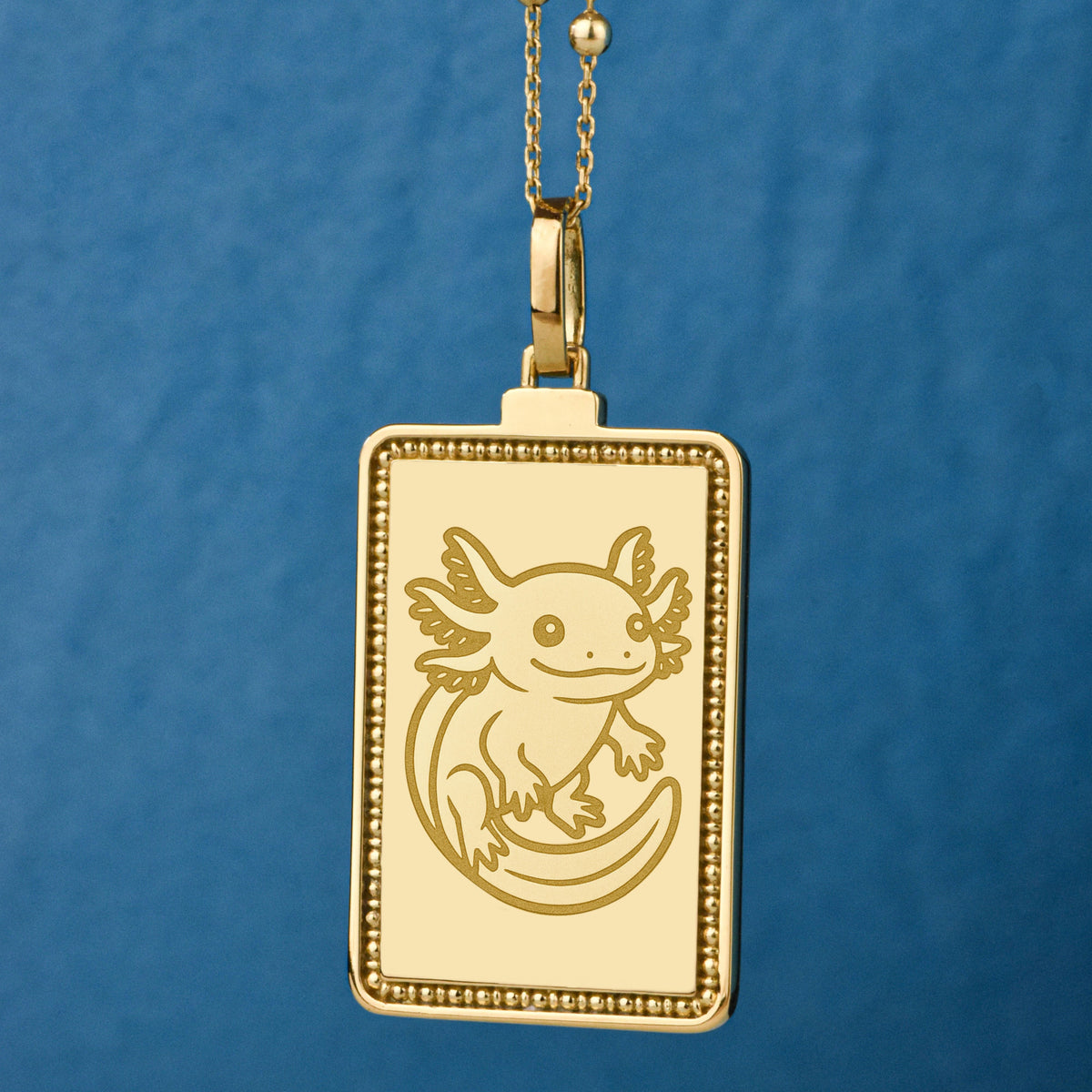 14K Gold Axolotl Pendant Necklace