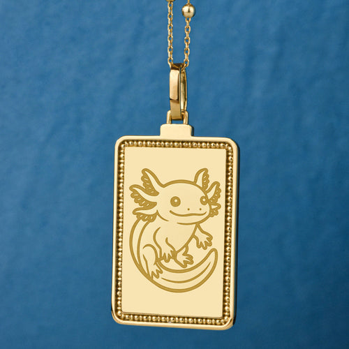 14K Gold Axolotl Pendant Necklace