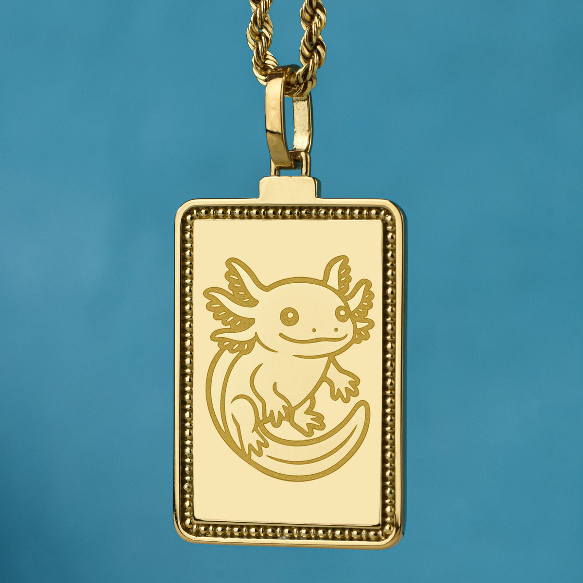14K Gold Axolotl Pendant Necklace