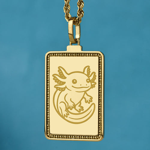 14K Gold Axolotl Pendant Necklace
