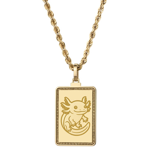 14K Gold Axolotl Pendant Necklace