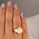14K Gold Baby Feet Signet Ring