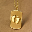 14K Gold Baby Feet Tag Necklace