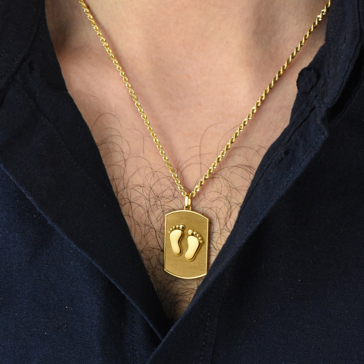 14K Gold Baby Feet Tag Necklace