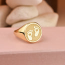 14K Gold Baby Feet Signet Ring