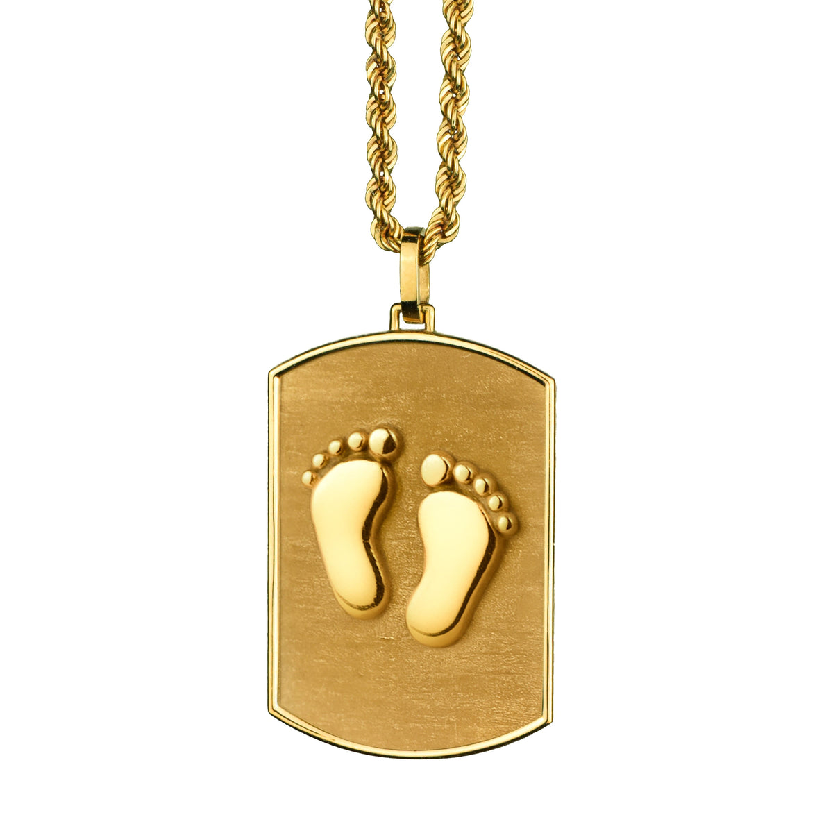 14K Gold Baby Feet Tag Necklace