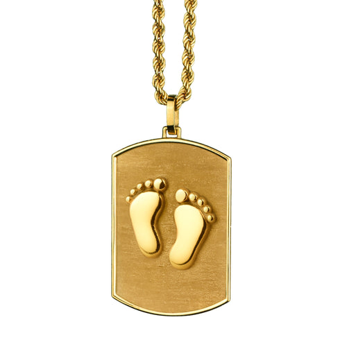 14K Gold Baby Feet Tag Necklace
