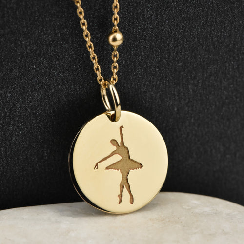 14K Gold Ballerina Pendant Necklace