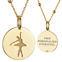 14K Gold Ballerina Pendant Necklace