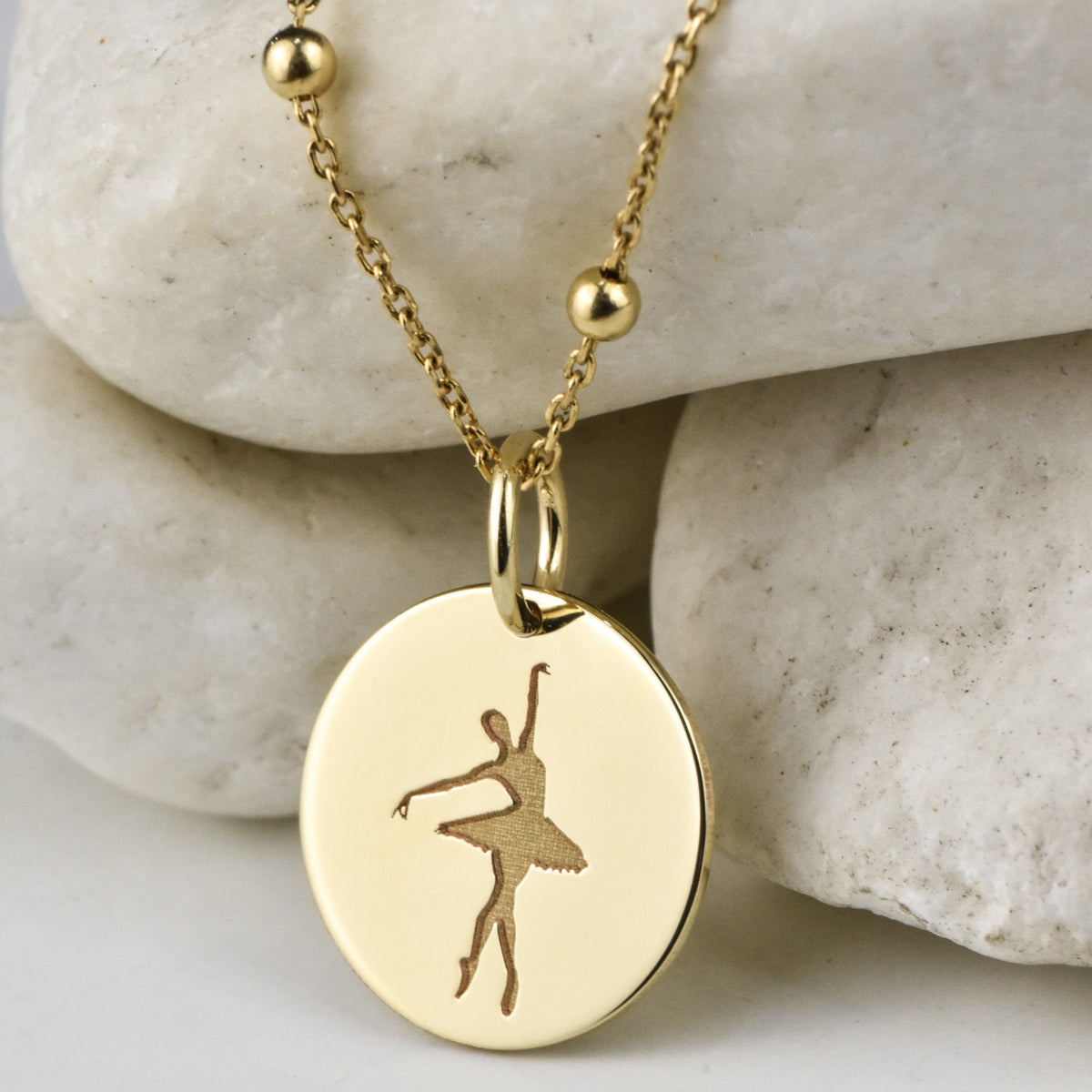14K Gold Ballerina Pendant Necklace
