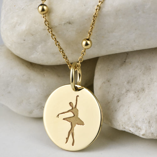 14K Gold Ballerina Pendant Necklace