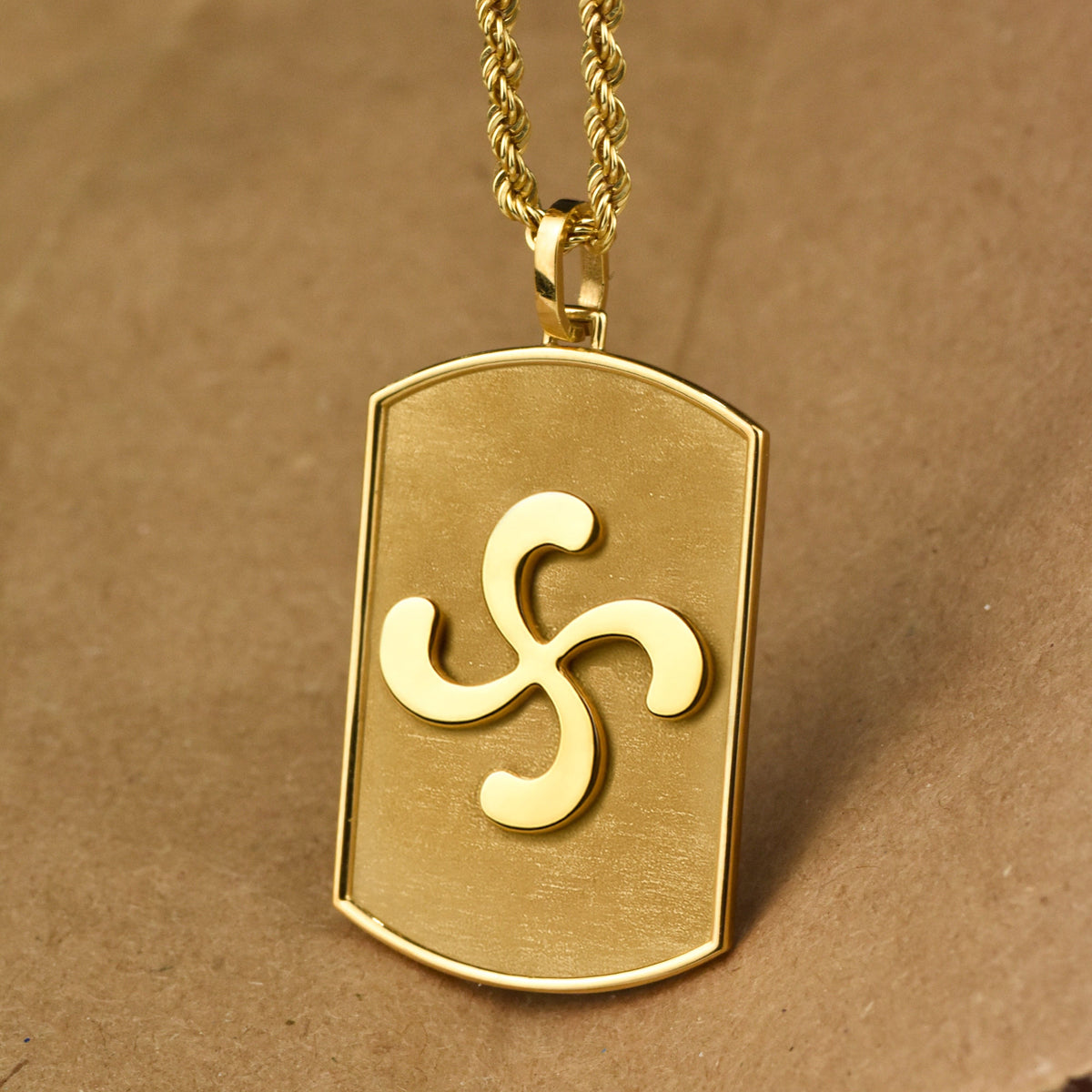 14K Gold Basque Cross Tag Necklace