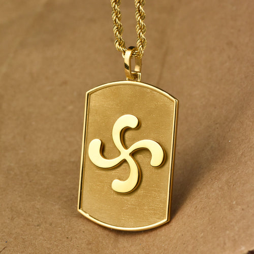 14K Gold Basque Cross Tag Necklace