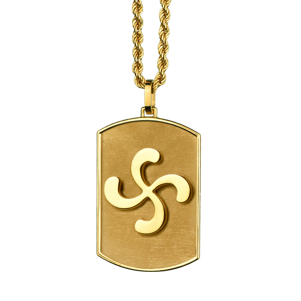 14K Gold Basque Cross Tag Necklace