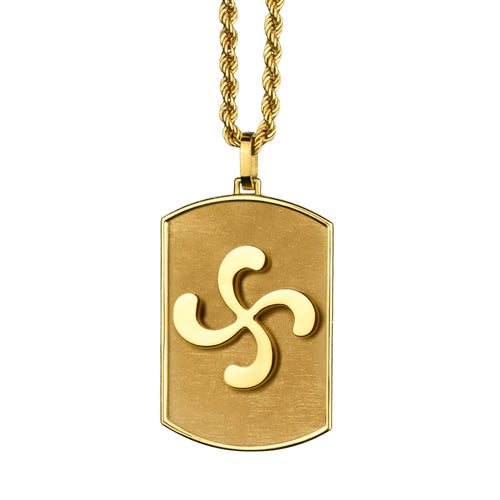 14K Gold Basque Cross Tag Necklace