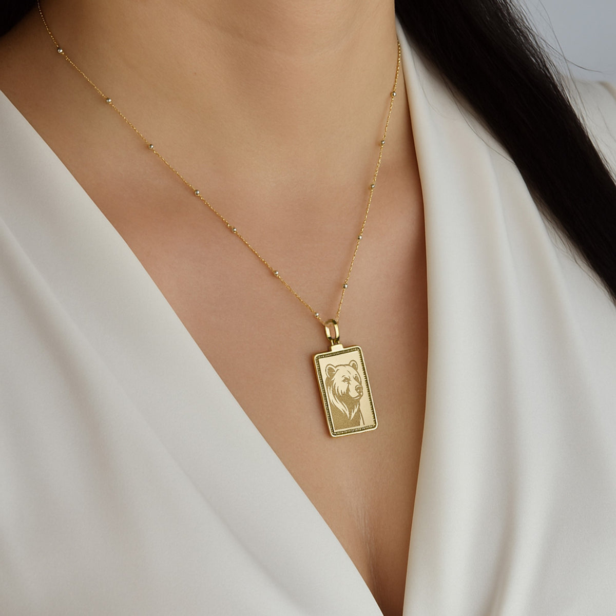 14K Gold Bear Pendant Necklace