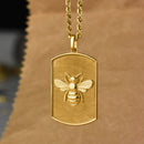 14K Gold Bee Tag Necklace