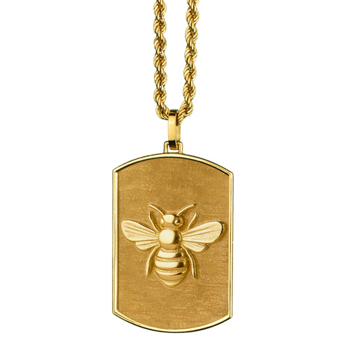 14K Gold Bee Tag Necklace
