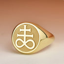 14K Gold Leviathan Cross Signet Ring