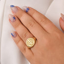 14K Gold Leviathan Cross Signet Ring