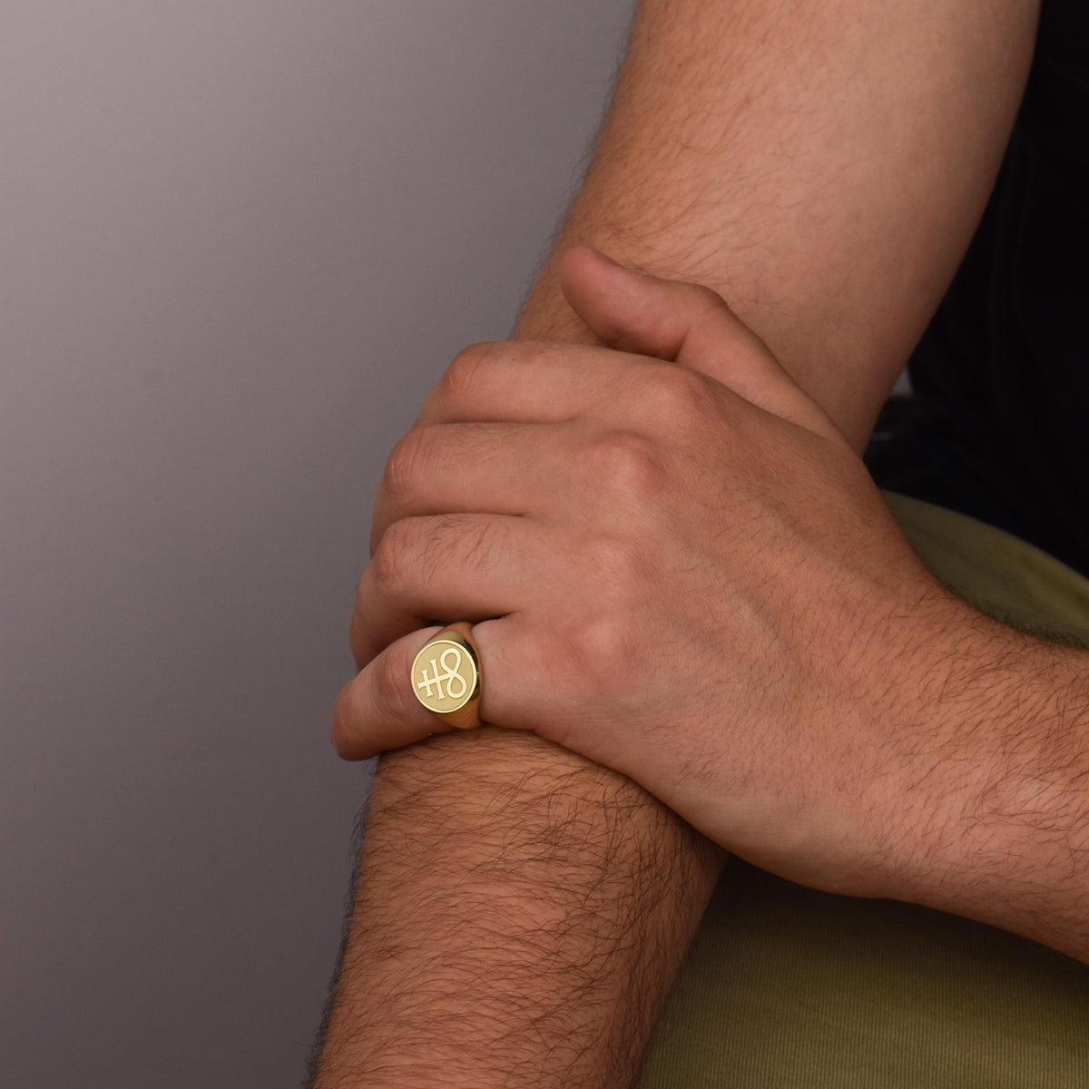 14K Gold Leviathan Cross Signet Ring