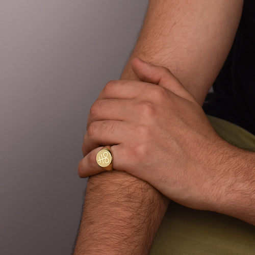 14K Gold Leviathan Cross Signet Ring