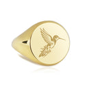 14K Gold Hummingbird Signet Ring