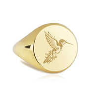 14K Gold Hummingbird Signet Ring