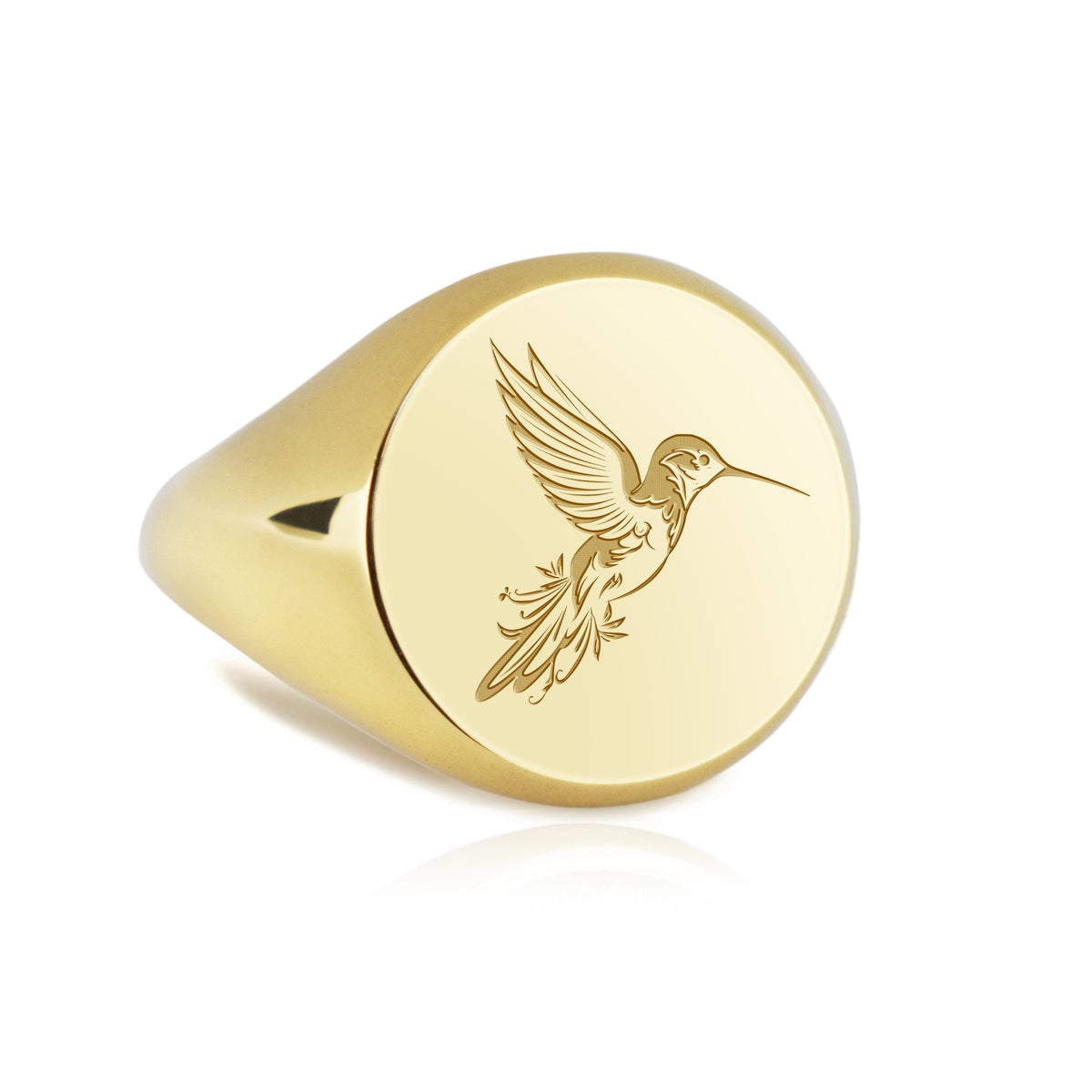 14K Gold Hummingbird Signet Ring