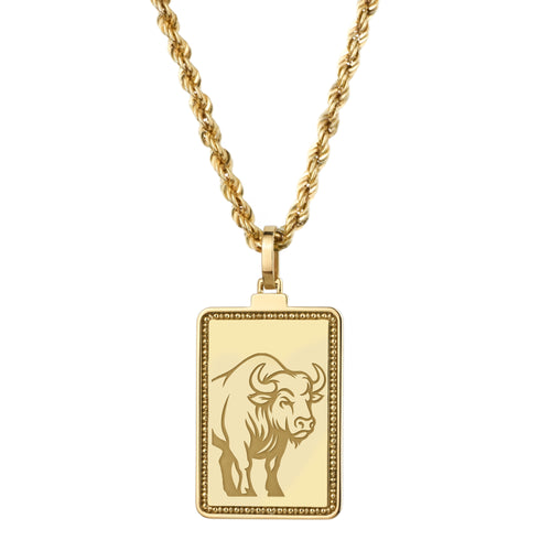 14K Gold Bison Pendant Necklace