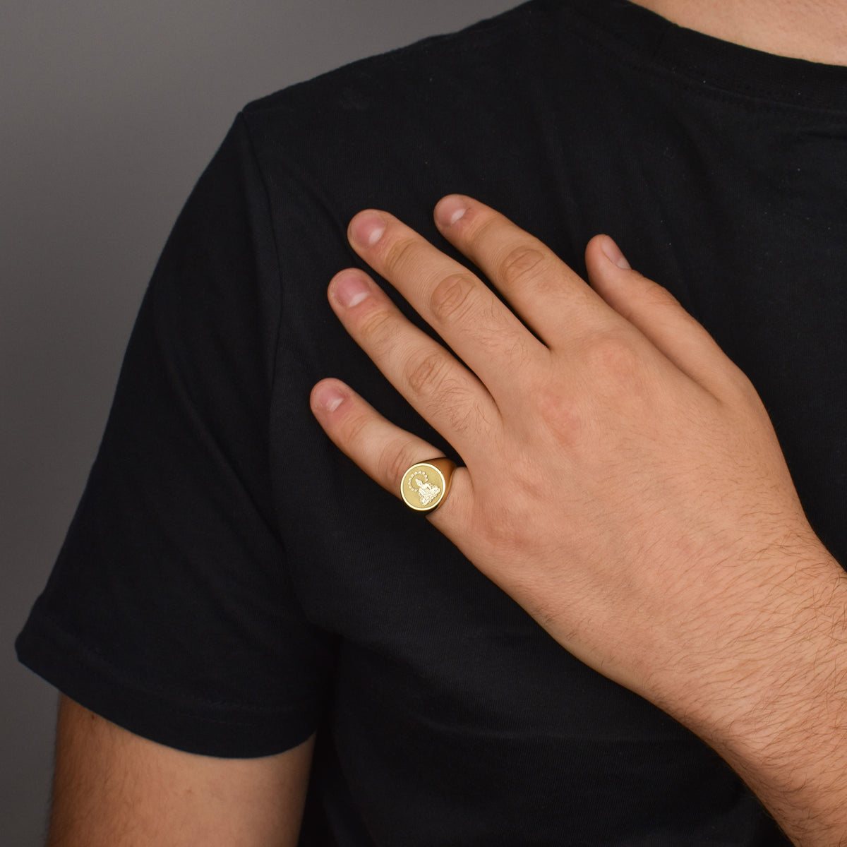 14K Gold Buddha Signet Ring