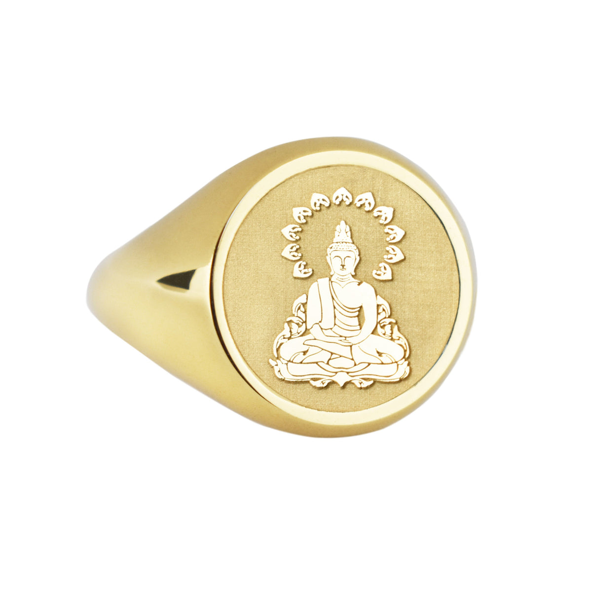 14K Gold Buddha Signet Ring
