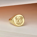 14K Gold Bulldog Signet Ring