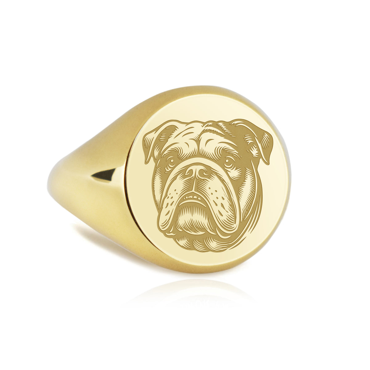14K Gold Bulldog Signet Ring