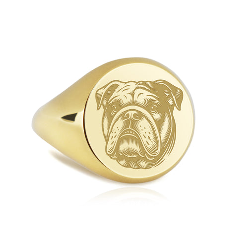 14K Gold Bulldog Signet Ring