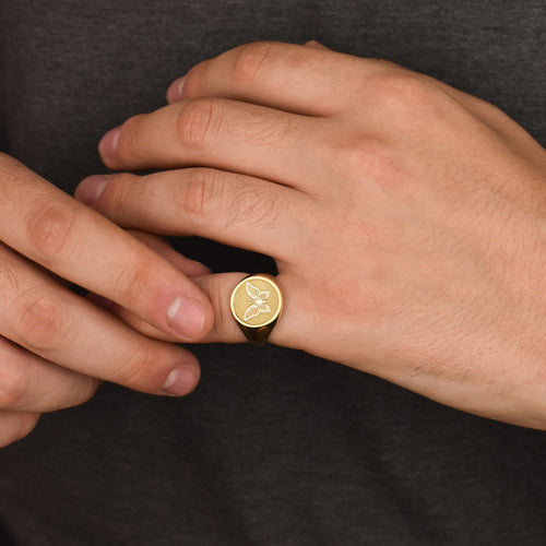 14K Gold Butterfly Signet Ring