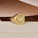 14K Gold Butterfly Signet Ring