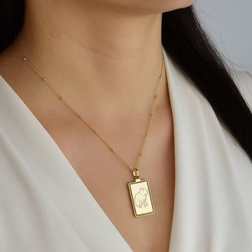14K Gold Capybara Pendant Necklace
