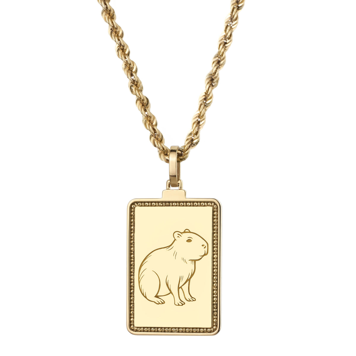 14K Gold Capybara Pendant Necklace