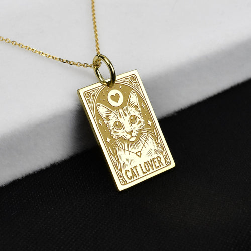 14K Gold Cat Lover Pendant Necklace