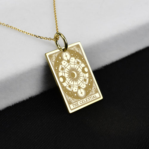 14K Gold Celestial Pendant Necklace