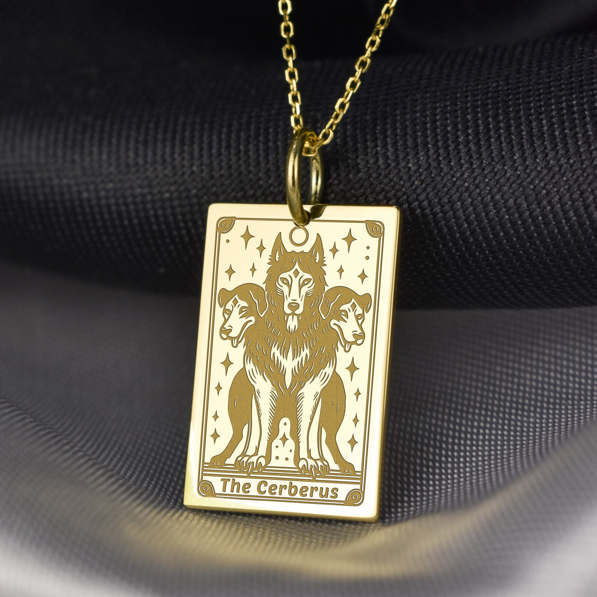 14K Gold Cerberus Pendant Necklace