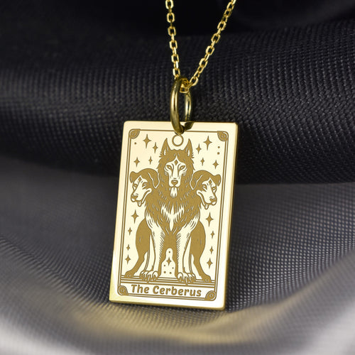 14K Gold Cerberus Pendant Necklace