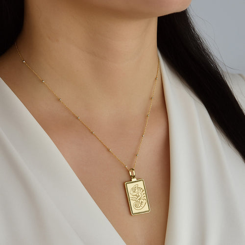 14K Gold Chameleon Pendant Necklace