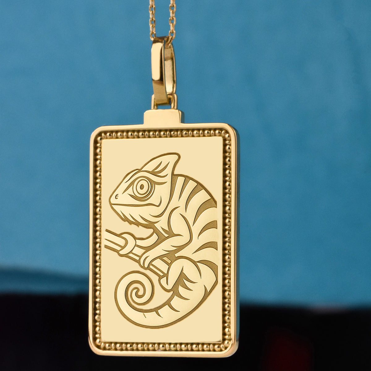 14K Gold Chameleon Pendant Necklace