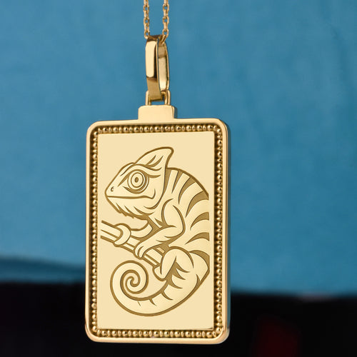14K Gold Chameleon Pendant Necklace