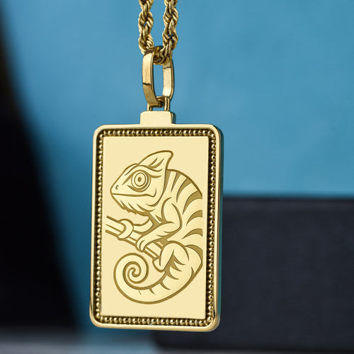 14K Gold Chameleon Pendant Necklace